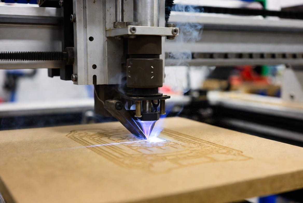 Laser engraving in progress