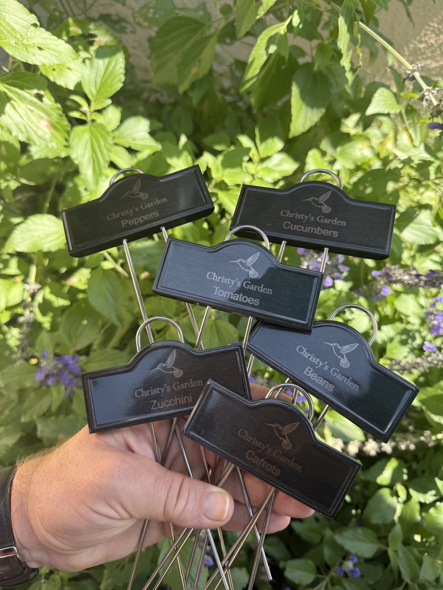 Personalized garden plant tag set